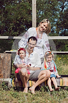 Ukrainian family at the  outdoor