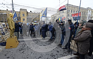 Ukrainian far-rightists blocking the Russian Embassy, march and rally