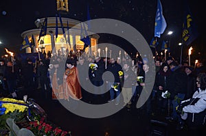 Ukrainian far-rightists meeting torchlight to celebrate the birthday of great Ukrainian nationalists leader Stepan