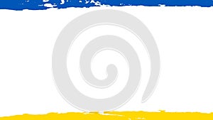 Ukrainian flag, blue yellow empty frame, isolated white background. Patriotic Ukraine design, copy space
