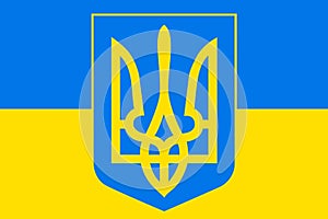 Ukrainian flag and coat of arms