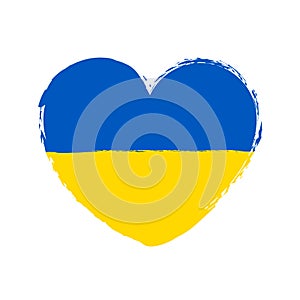 Ukrainian flag in a heart shape, Ukraine, vector illustration