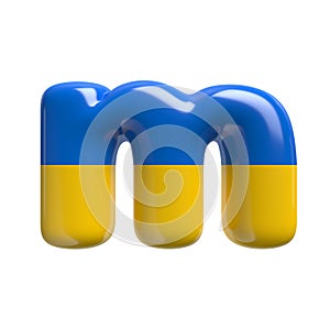 Ukrainian flag letter M - Lowercase 3d Ukrainian font - Suitable for Ukraine, Russia or politics related subjects