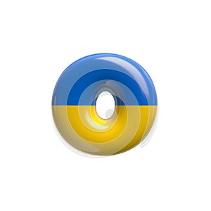 Ukrainian flag letter O - Small 3d Ukrainian font - Suitable for Ukraine, Russia or politics related subjects