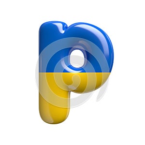 Ukrainian flag letter P - Lowercase 3d Ukrainian font - Suitable for Ukraine, Russia or politics related subjects