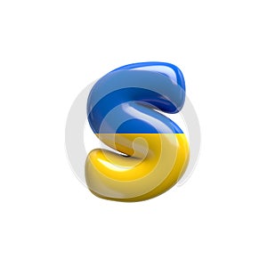 Ukrainian flag letter S - Lowercase 3d Ukrainian font - Suitable for Ukraine, Russia or politics related subjects