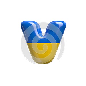 Ukrainian flag letter V - Small 3d Ukrainian font - Suitable for Ukraine, Russia or politics related subjects