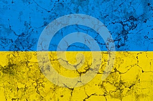 Ukrainian flag over grunge texture