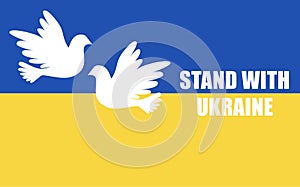 Ukrainian Flag with peace and love in the form of a dove. The concept of Peace - the idea of peace in Ukraine. For design and web