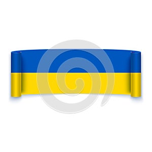 Ukrainian flag on ribbon, Ukraine, vector illustration