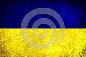 Ukrainian flag with scratches and stains