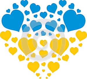 Ukrainian flag in the shape of a heart