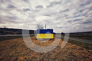 Ukrainian flag in support of Ukrainians in the war