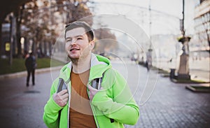 Ukrainian guy at city, young man at street
