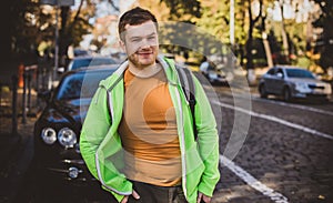 Ukrainian guy at city, young man at street