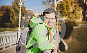 Ukrainian guy at city, young man at street