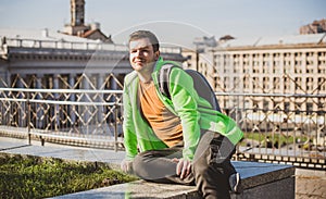 Ukrainian guy at city, young man at street