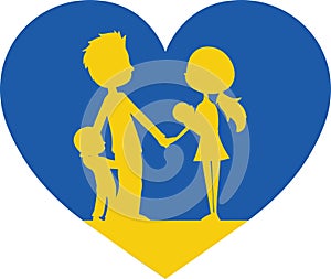 Ukrainian Heart Symbol - Family Vector Illustration - Flat Design