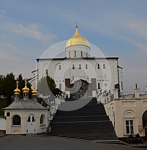 Ukrainian Holy Assumption Pochaev Lavra in the summer at sunset