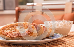 Ukrainian homemade meat pies on a plate