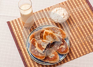 Ukrainian homemade meat pies on a plate