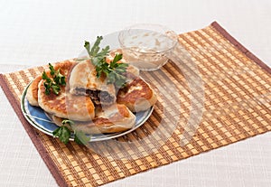 Ukrainian homemade meat pies on a plate