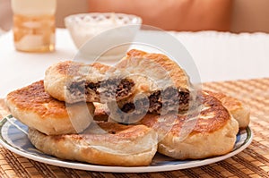 Ukrainian homemade meat pies on a plate