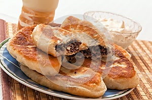 Ukrainian homemade meat pies on a plate