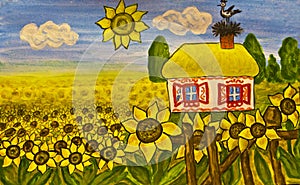 Ukrainian house (house with sunflowers)