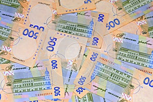 Ukrainian hryvna, banknotes 500 hryvnia, Ukraine money background, gryvna