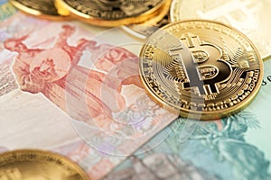 Bitcoin and Ukraine national currency Bitcoins with Ukraine money hryvnya