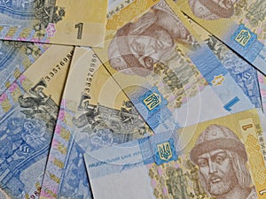 Ukrainian hryvnia picture Stack of banknotes UAH hryvna number Concept of finances Cash economic crisis Business success