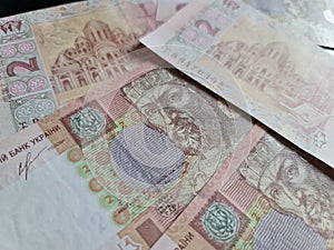 Ukrainian hryvnia picture Stack of banknotes UAH hryvna number Concept of finances Cash economic crisis Business success
