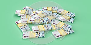 Ukrainian hryvnia. Stack of ukrainian money, currency hryvnia (grivna, hryvna) with 1000 banknotes. Finance