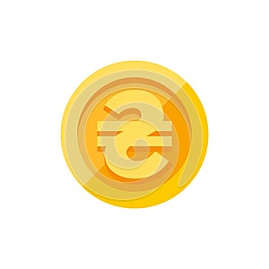 Ukrainian hryvnia symbol on gold coin flat style