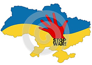 Ukrainian map design call stop war from russia to Ukraine