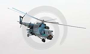 Ukrainian military helicopter in flight