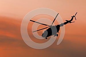 Ukrainian military helicopter in flight