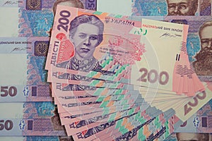 Ukrainian money. The banknote of two hundred hryvna