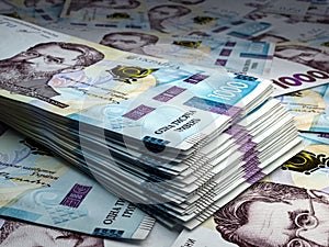 Ukrainian money. Ukrainian hryvnia banknotes. 1000 UAH hryvni bills