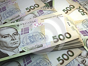 Ukrainian money. Ukrainian hryvnia banknotes. 500 UAH hryvni bills