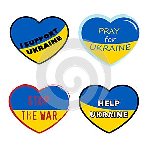 Ukrainian national flag. Blue and yellow heart. Support and help Ukraine