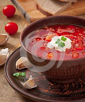 Ukrainian national red soup borsch