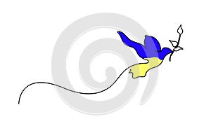 Ukrainian pigeon flag with text Pray that you exceed your sanity soon