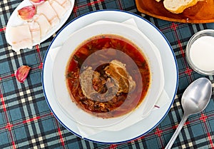 Ukrainian or Russian beetroot soup borscht