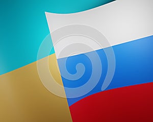 Ukrainian-Russian flags, millitary crises. 3D rendering illustration