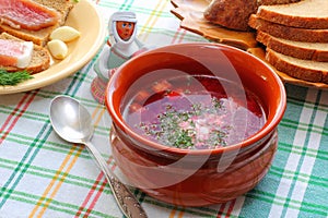 Ukrainian and Russian national cuisine Borsch photo