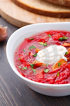 Ukrainian and russian national red borsch