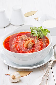 Ukrainian and russian national red borsch