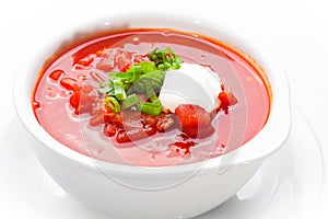 Ukrainian and russian national red soup-borsch